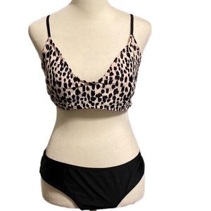 XHILARATION spotted halter bikini L/XL